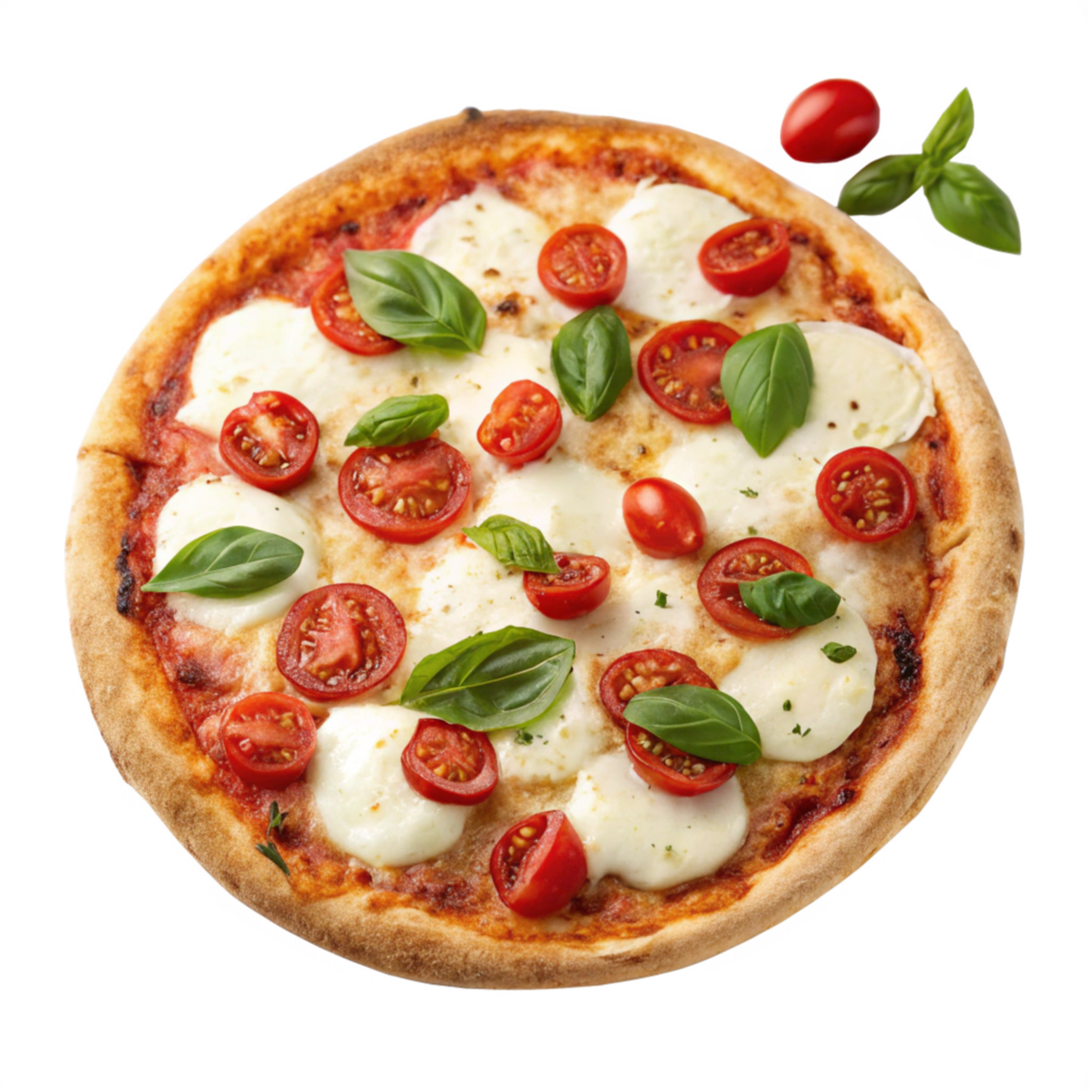 Delicious Margherita Pizza with Fresh Tomatoes and Basil High-Resolution png