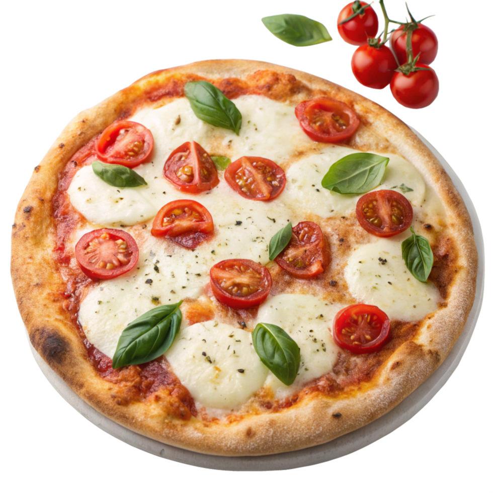 Delicious Margherita Pizza with Fresh Mozzarella, Tomatoes, png