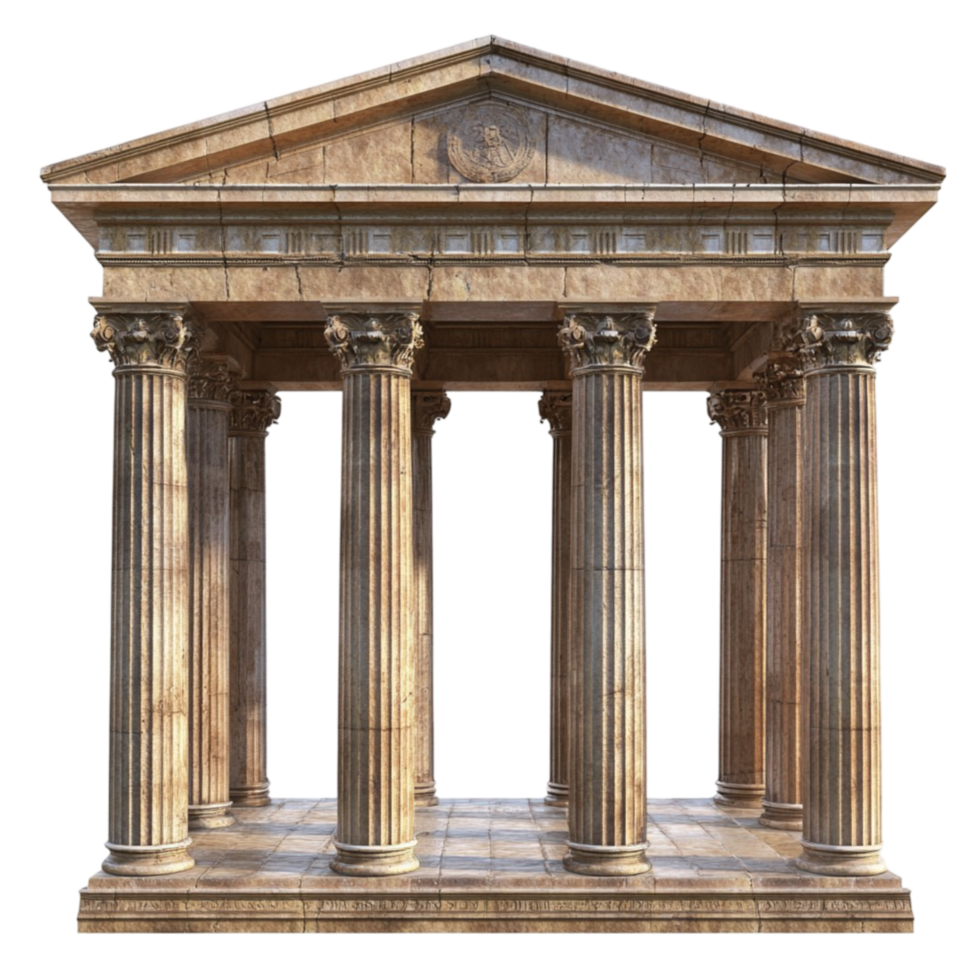Ancient Roman Temple Illustration on Transparent Background png
