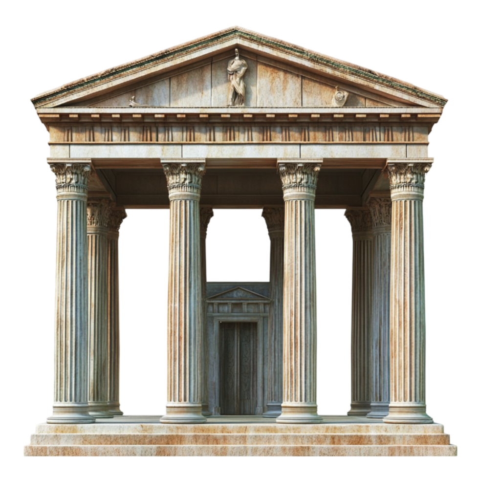 Ancient Greek Temple Illustration on Transparent Background png