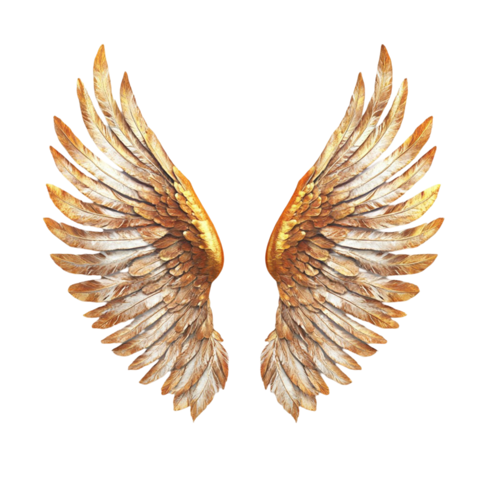 Pair of Golden Wings Illustration on Transparent Background png