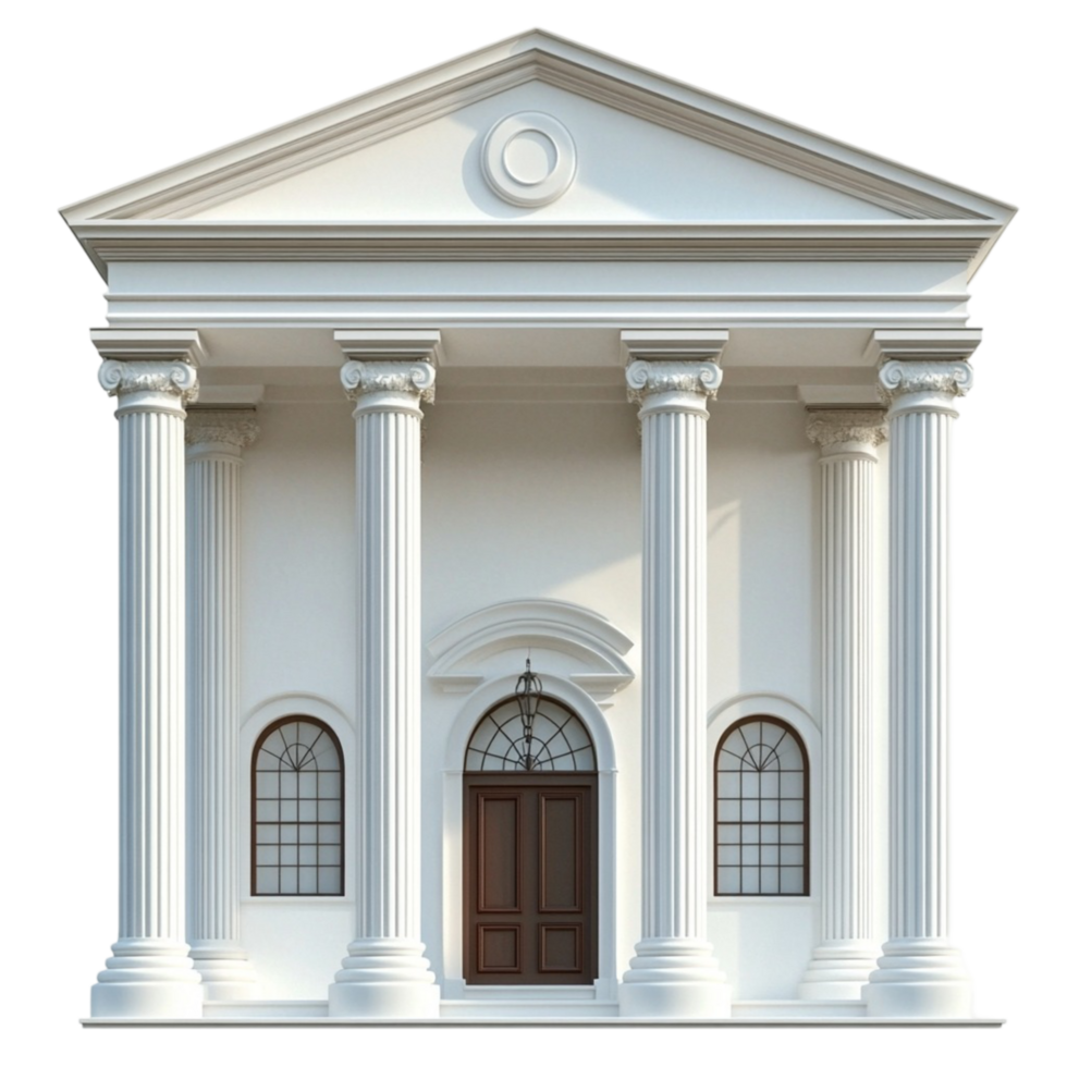 White Classical Building Transparent Background png