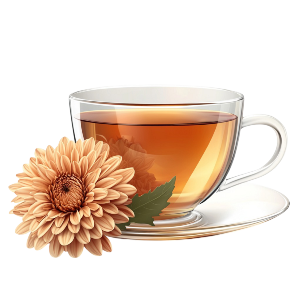 Orange Marigold Flower with Tea Transparent Background png