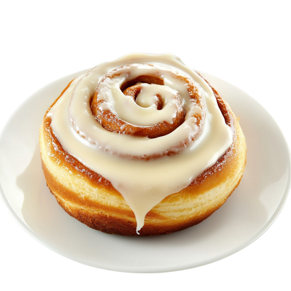 Cinnamon Roll on Plate Transparent Background png