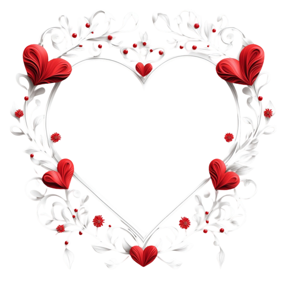 Heart Frame with Floating Hearts Transparent Background png