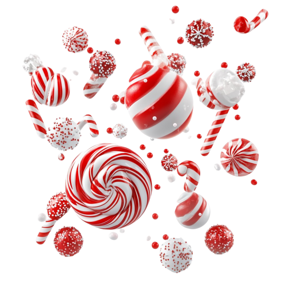 Red and White Swirl Candies Transparent Background png