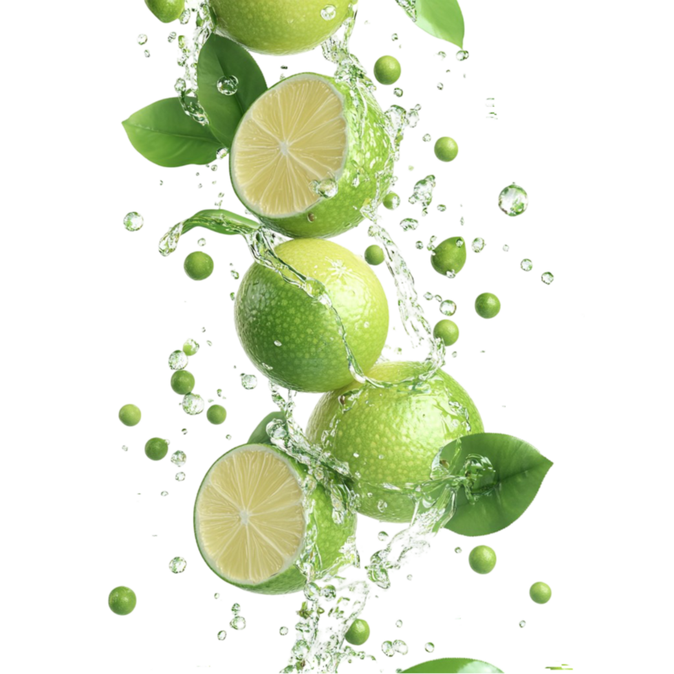 Limes and Ice Splash Transparent Background png