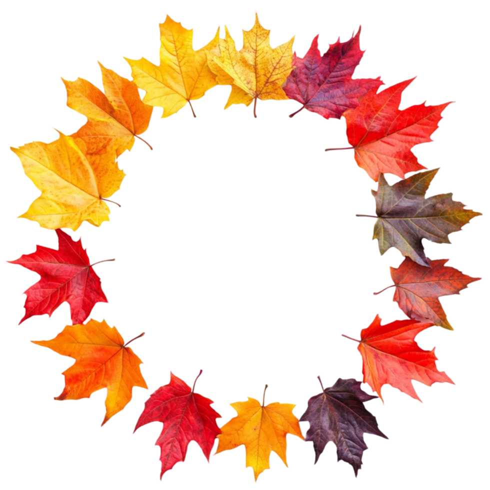 Autumn Wreath with Maple Leaves Transparent Background png