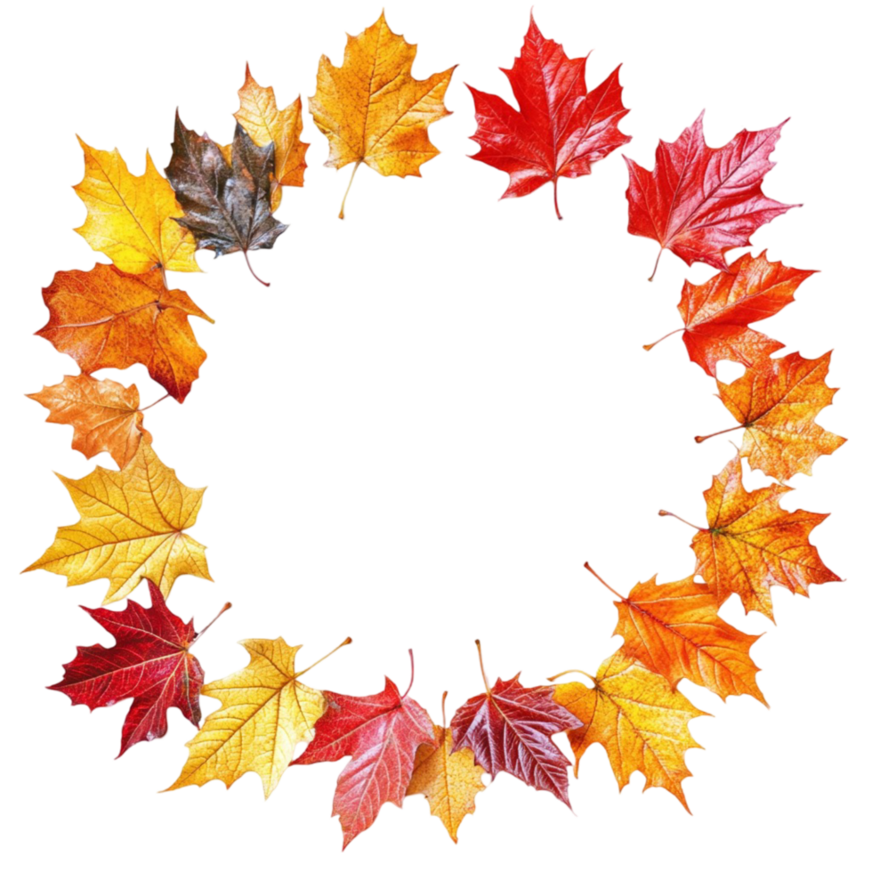 Autumn Leaves Wreath Transparent Background png