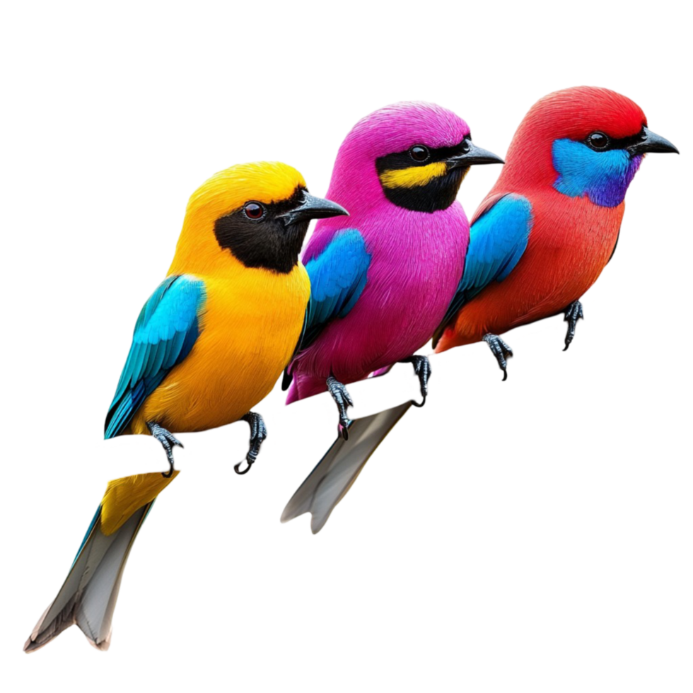 Colorful Exotic Birds Transparent Background png