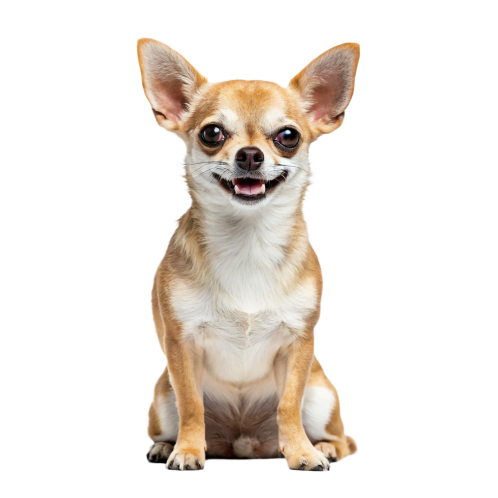 A happy Chihuahua sits in profile, smiling directly at the camera png