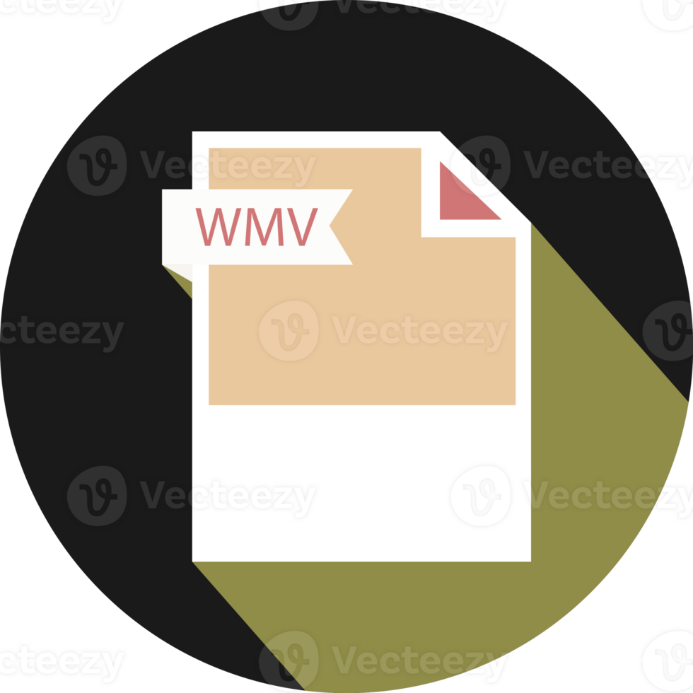 Wmv File Format Icon And Black Shadow Circular Shape Art png