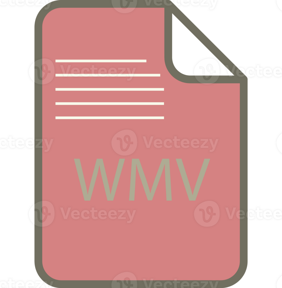 Wmv File Icon Fill And Outline Rounded Corners Illustration png