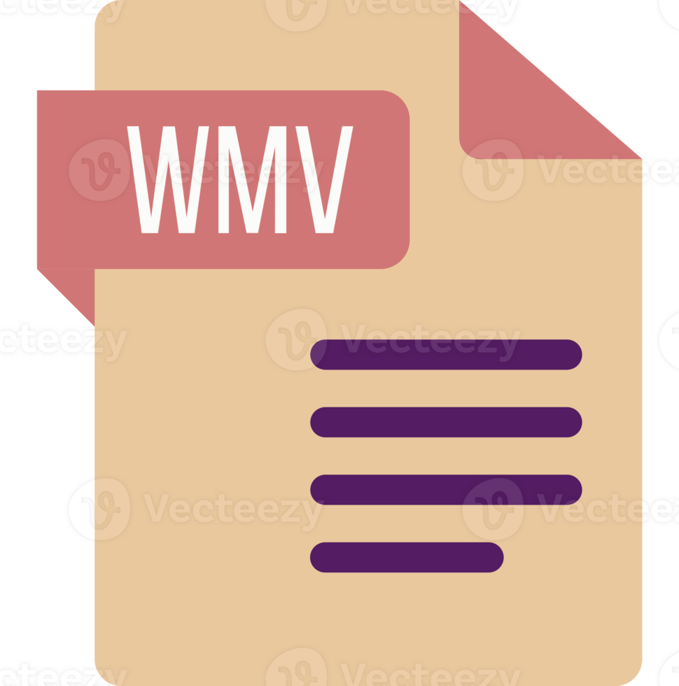 Modern Wmv File Icon With Dark Ciolor And Folded Doc png