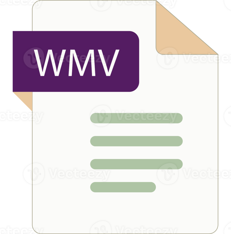 Wmv File Icon With Folded Style Document Design Element png