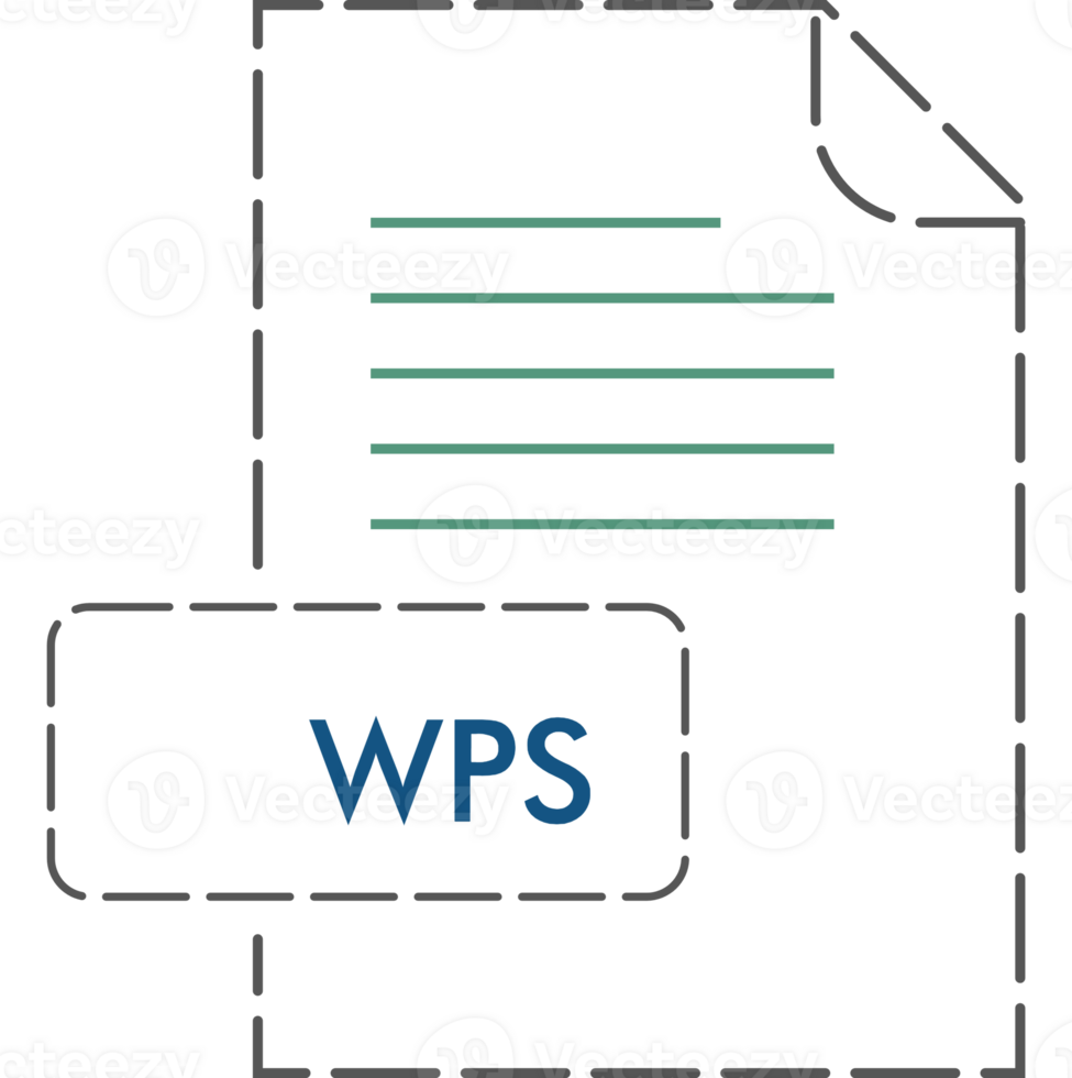Wps File Format Icon Rounded Dashed Outline png