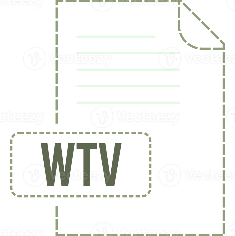 Wtv File Format Icon Dashed Outline png