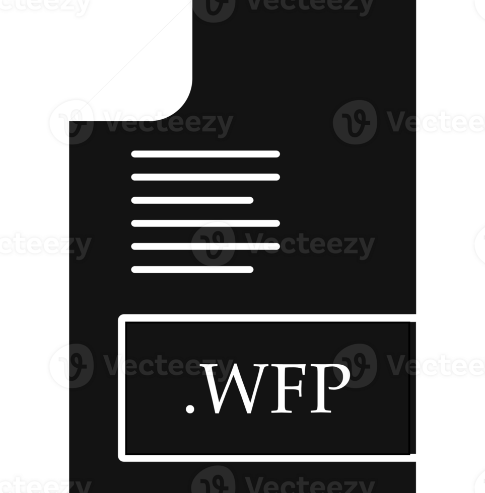 Wfp File Format Icon Black Fill With Symbol png