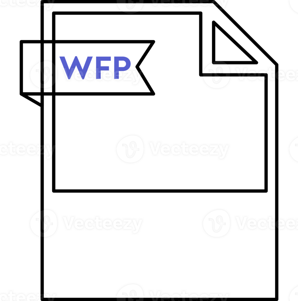 Wfp File Format Icon Black Outline And Light Color Text png