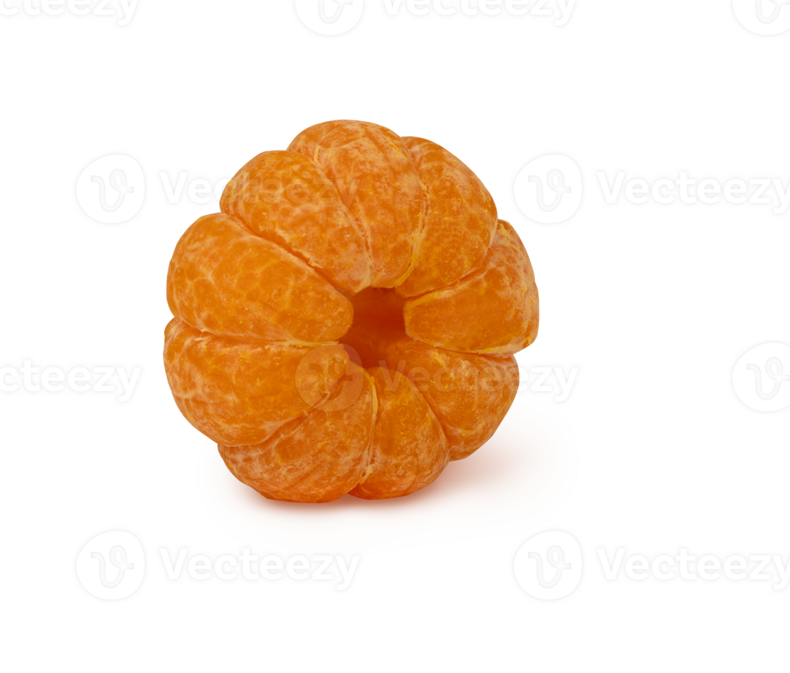 Whole peeled mandarin isolated. Peeled tangerine with shadow png