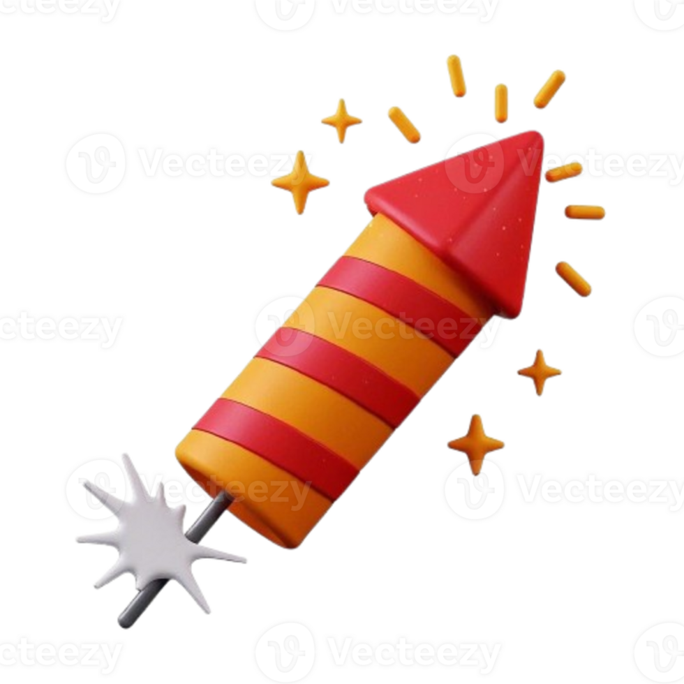 A red and orange firework with stars png