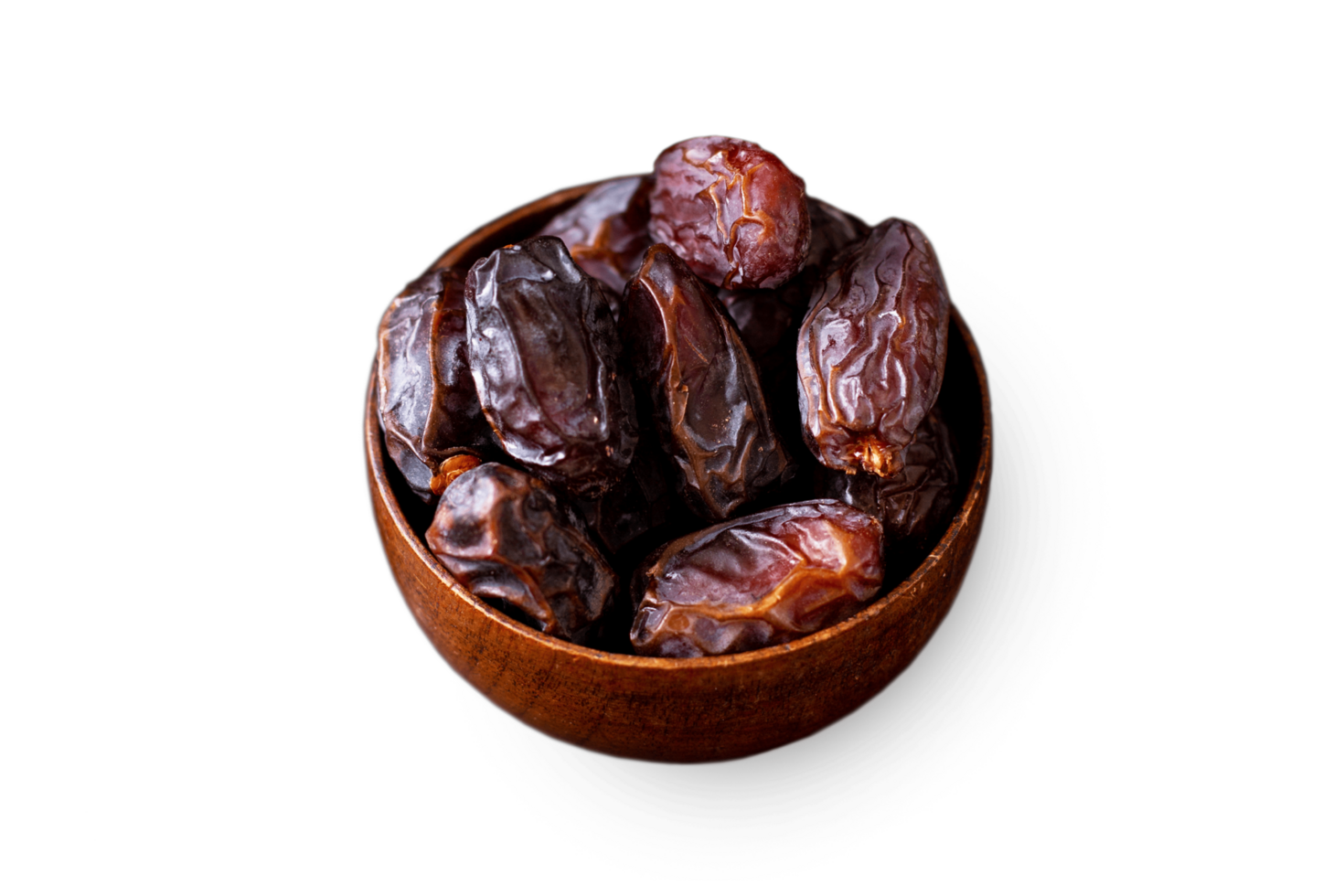 A wooden bowl with dates. Dry dates khajur on a wooden bowl. Arabian Dates for Ramadan png