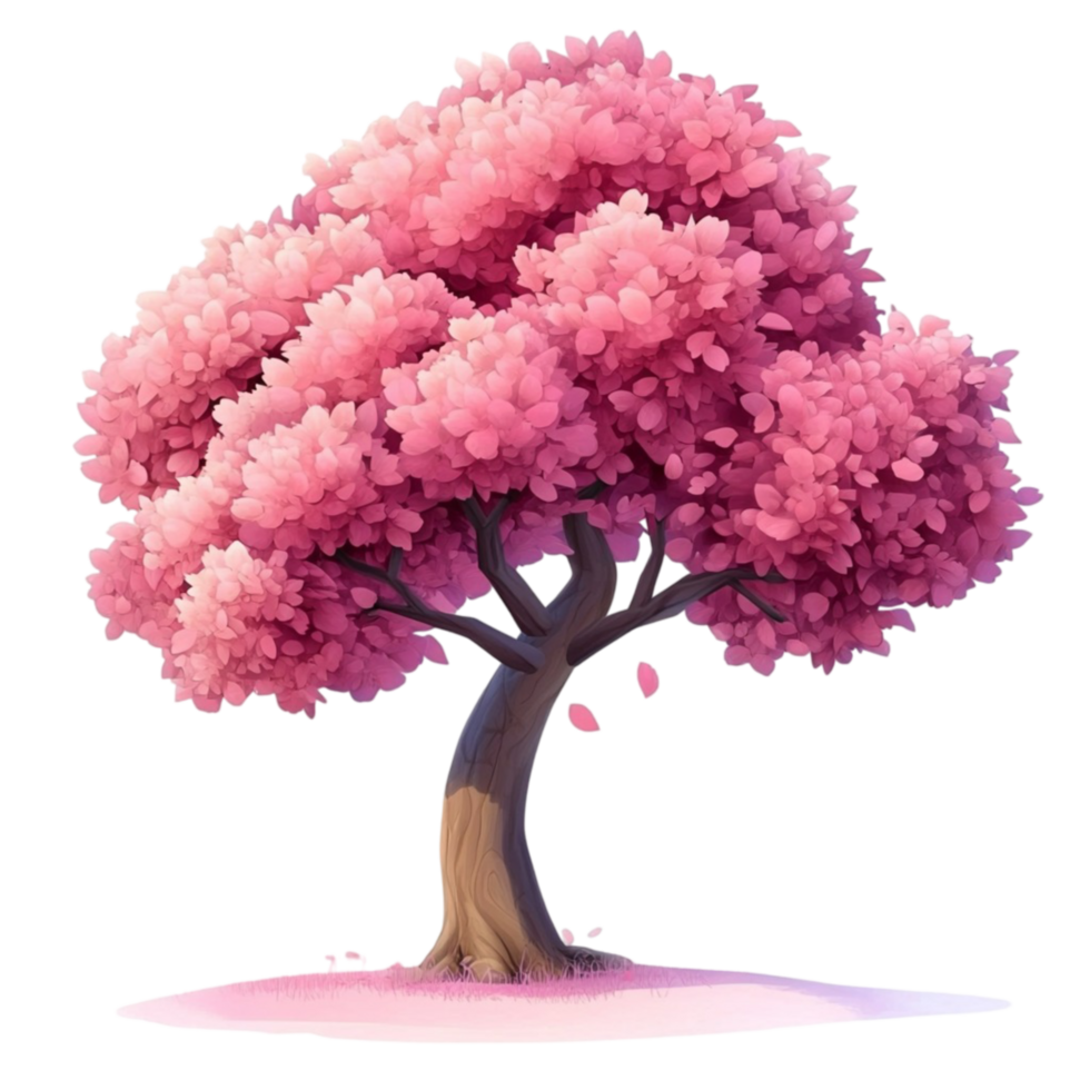 Cute Cartoon Tree with Pink Blossoms png