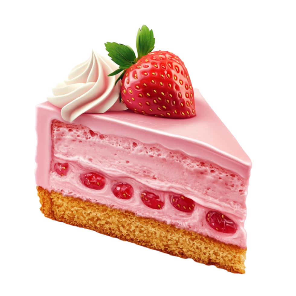Elegant Strawberry Layer Cake with Whipped Cream png