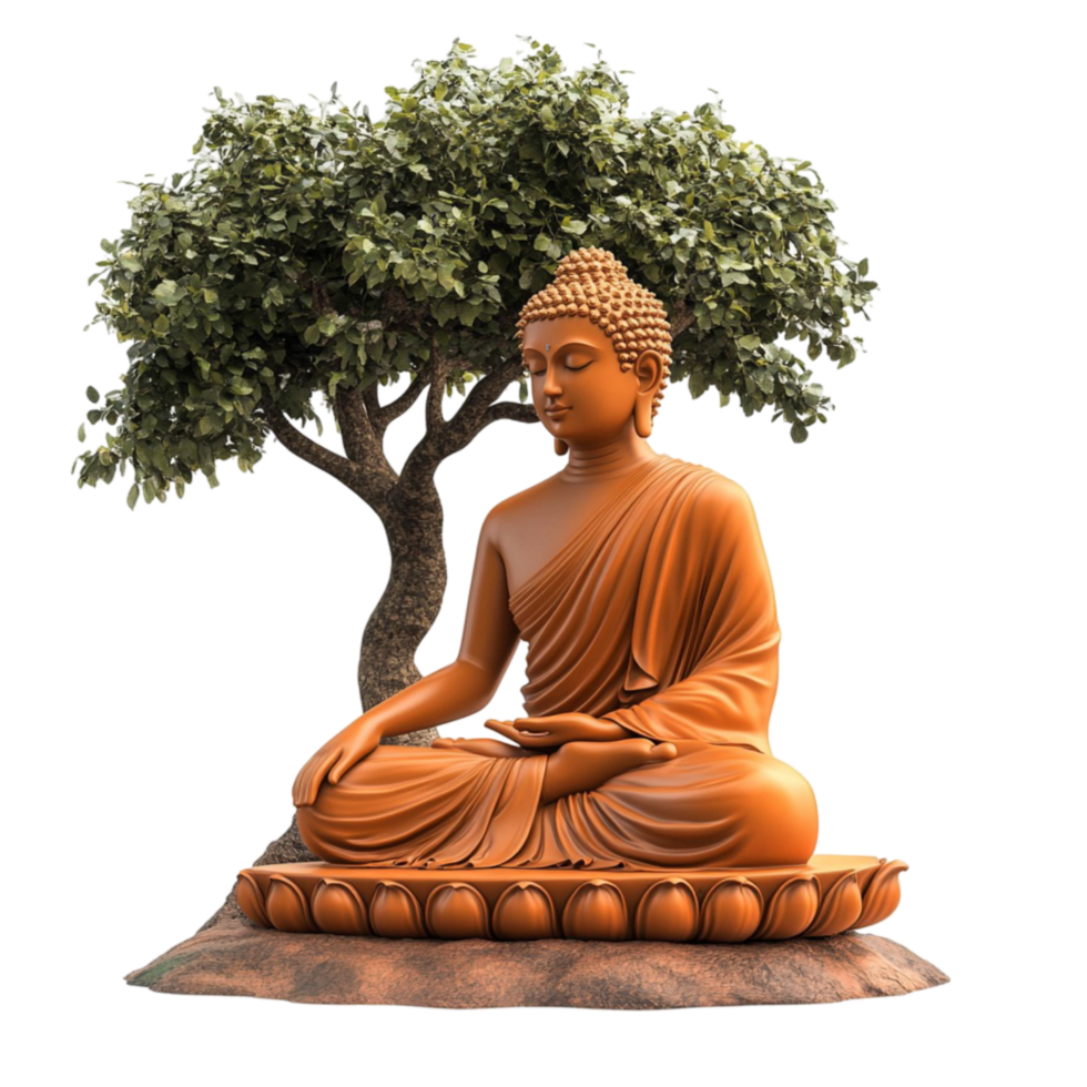Serene Buddha Statue Under a Tree png
