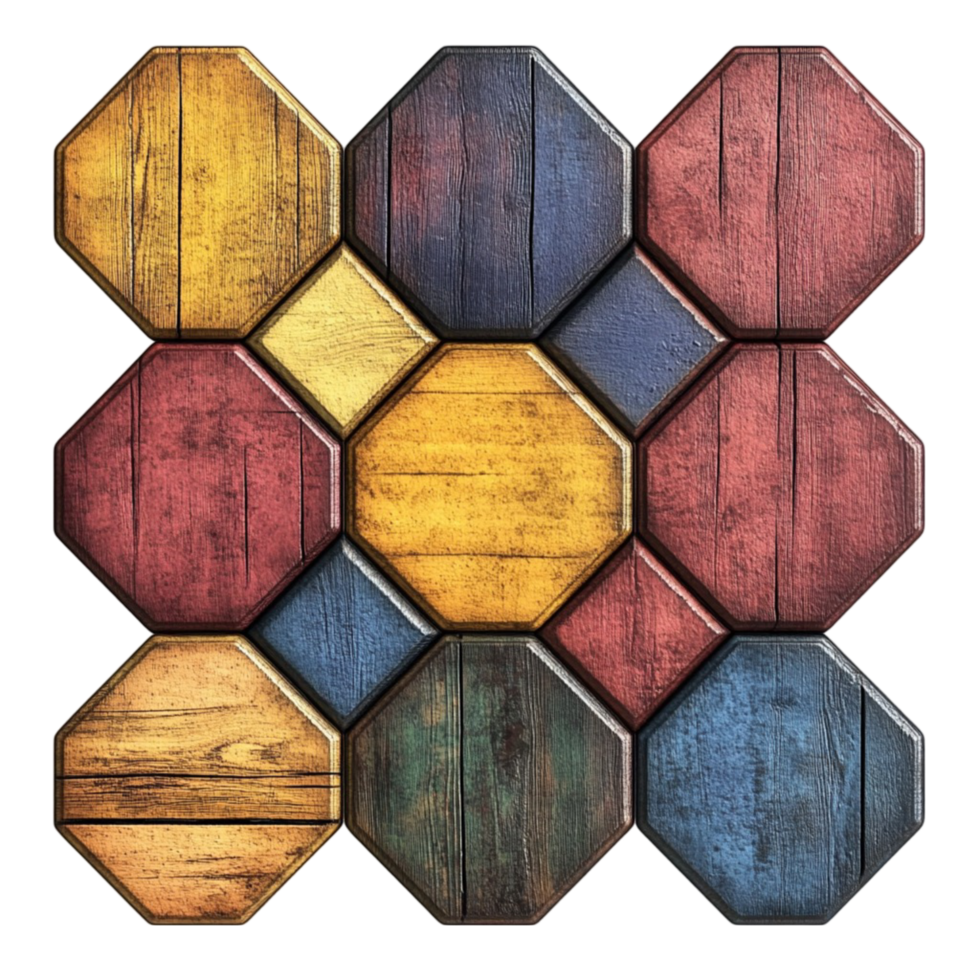 Hexagonal Wooden Tiles Pattern png