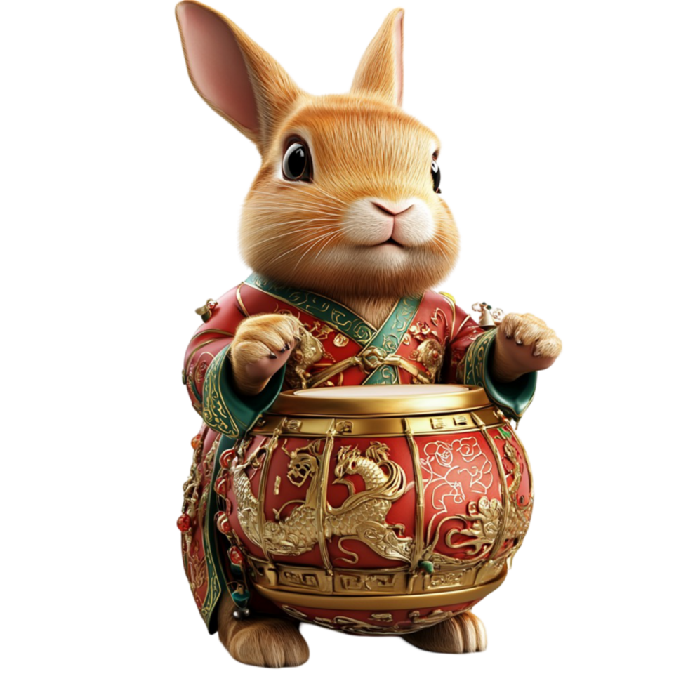 Festive Bunny Figurine png