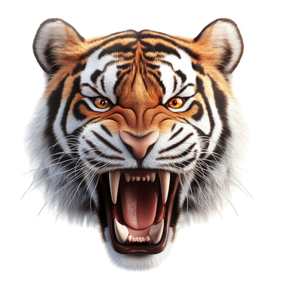 Angry Roaring Tiger Face Close-up with Fierce Look png