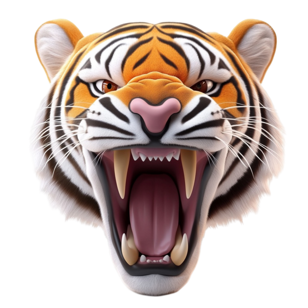 Roaring Tiger Head with Fierce Expression png