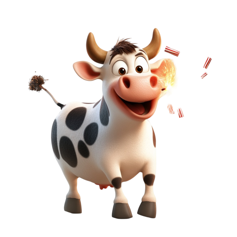 Cute Cow Jumping with Excitement and Joyful Expression png