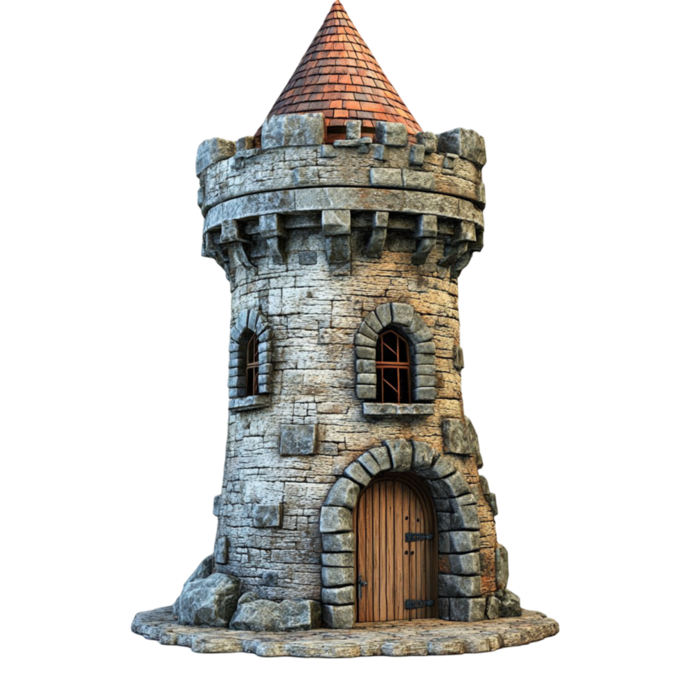 Medieval Stone Tower with a Conical Roof png