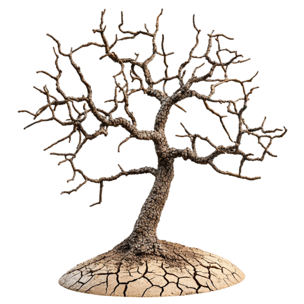 Bare Tree with Dry Cracked Soil png