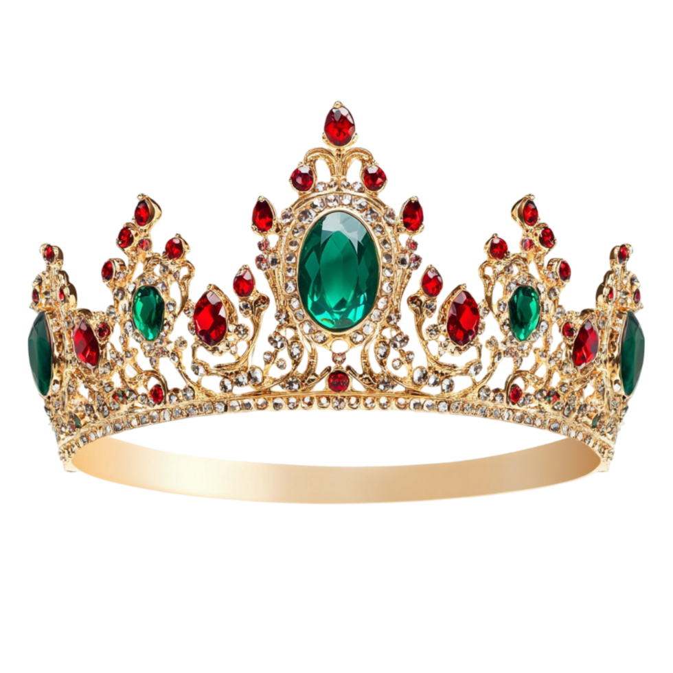 Luxurious Emerald and Ruby Crown with Royal Design png