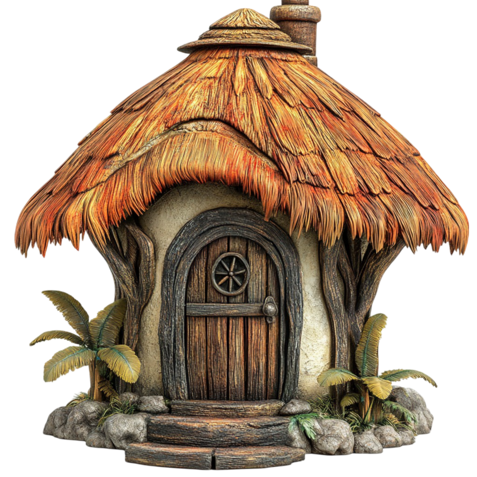 Fairytale Mushroom Cottage with Thatched Roof png