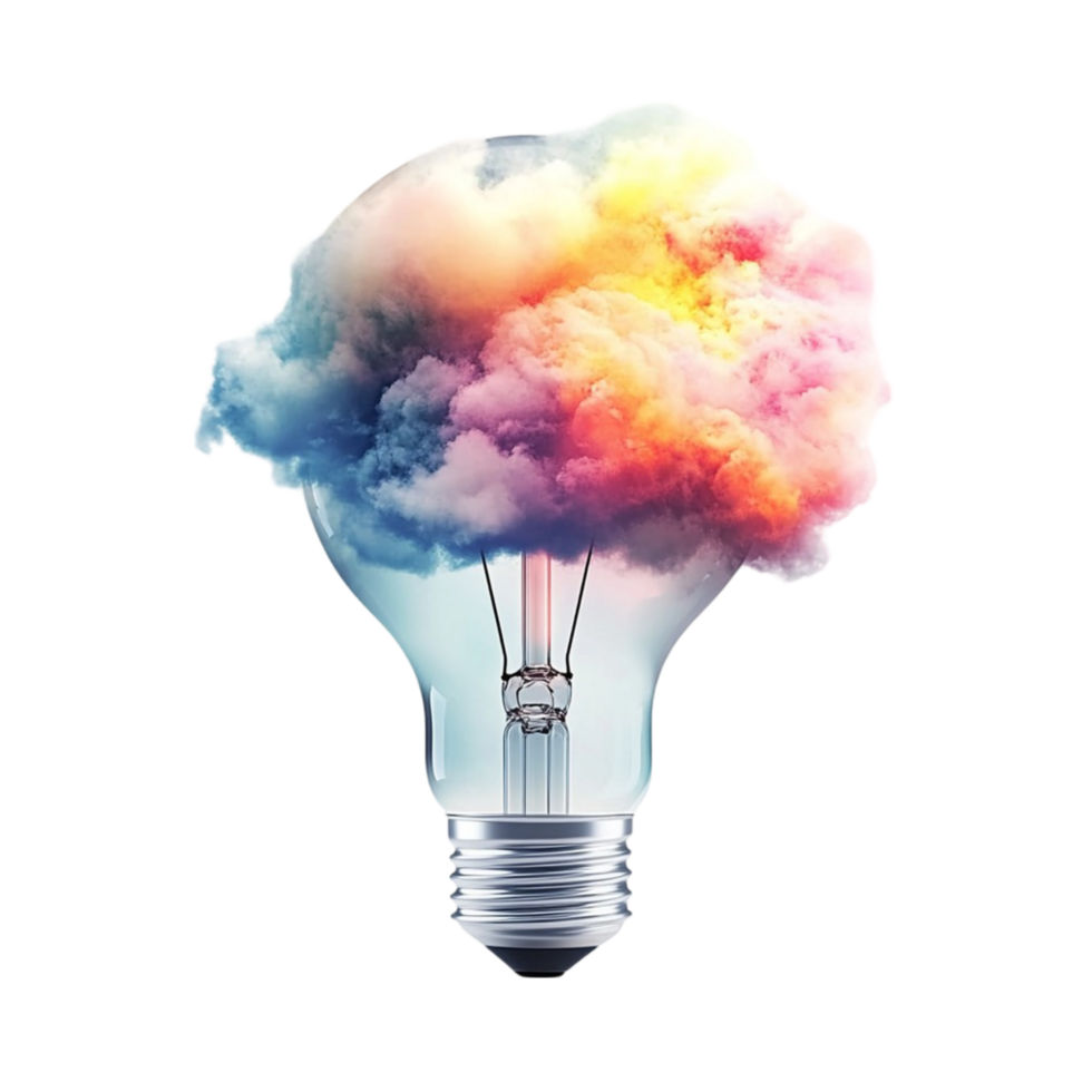 Artistic Light Bulb with Multi-Color Smoke Effect png
