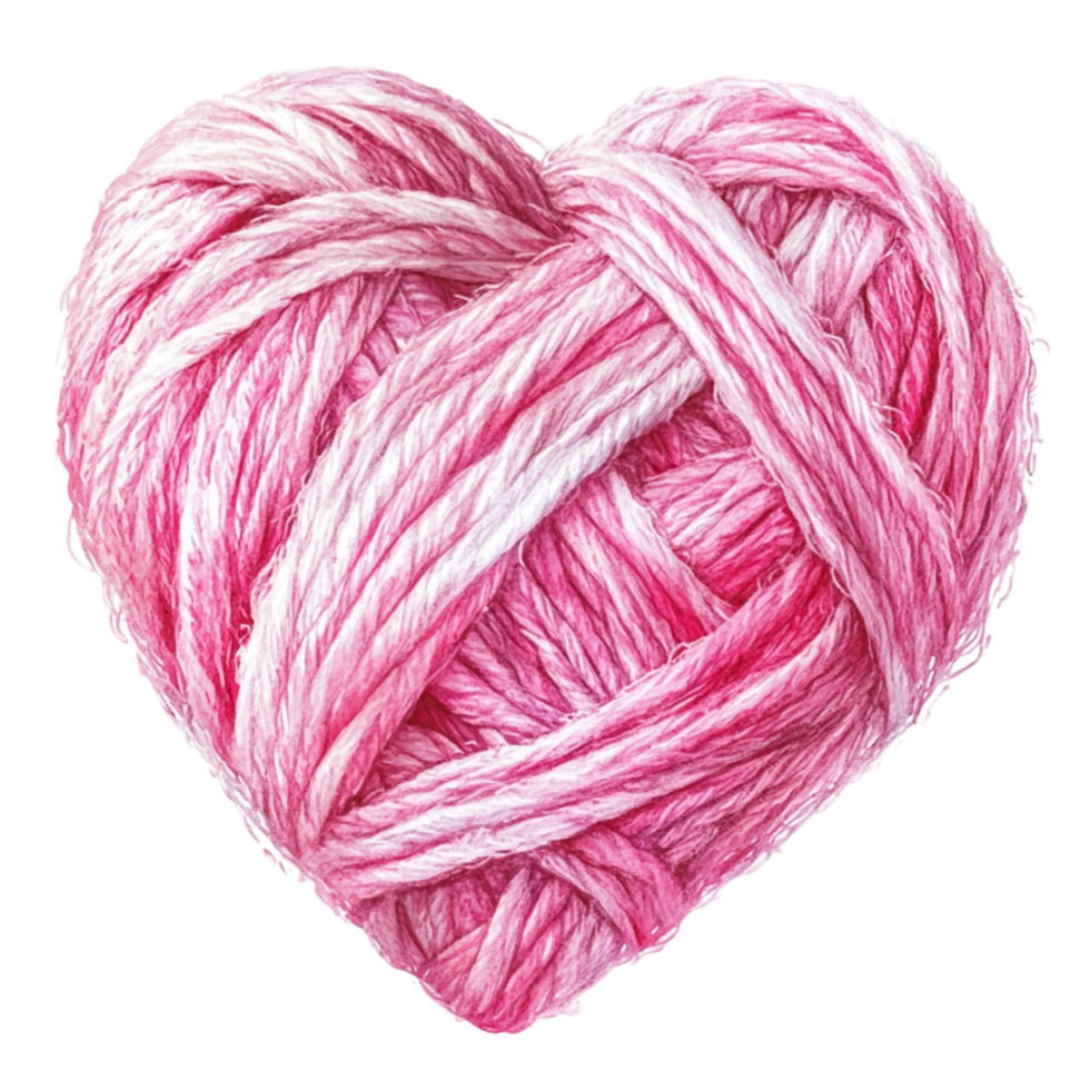 Cute Heart-Shaped Pink Wool Yarn png