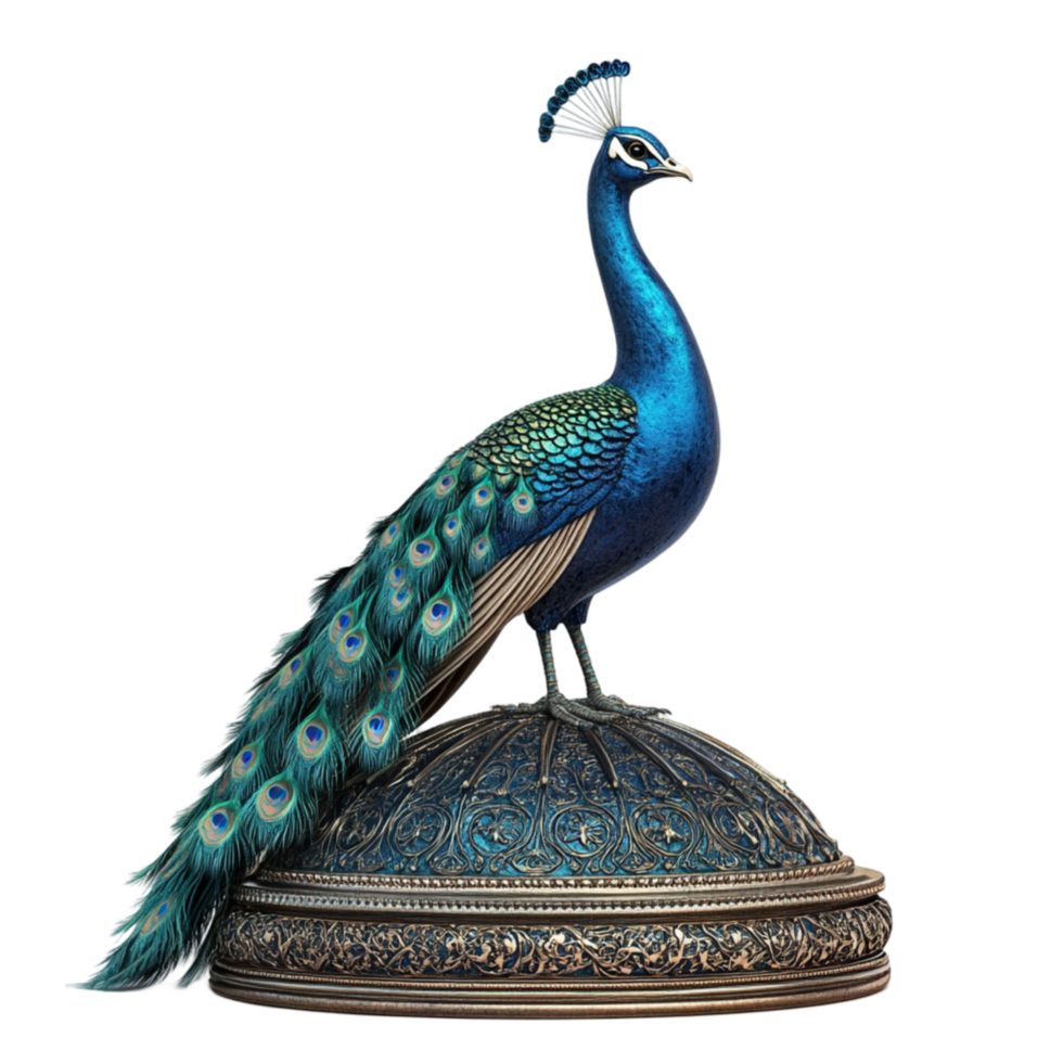 Elegant Peacock on a Decorated Sphere png