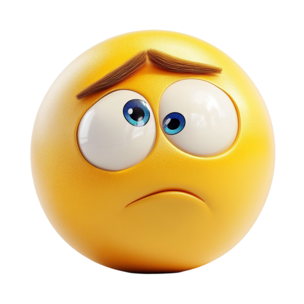 Sad Face Emoji with Blue Eyes png