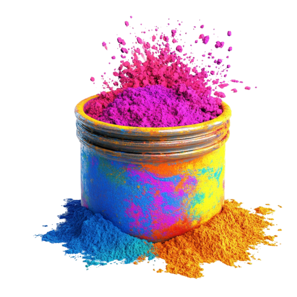 Holi Color Bucket with Splashes png