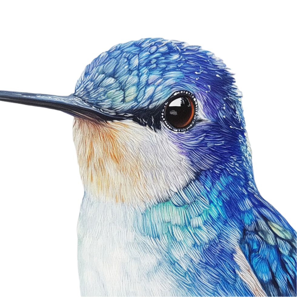 Blue Hummingbird Close-Up Illustration png