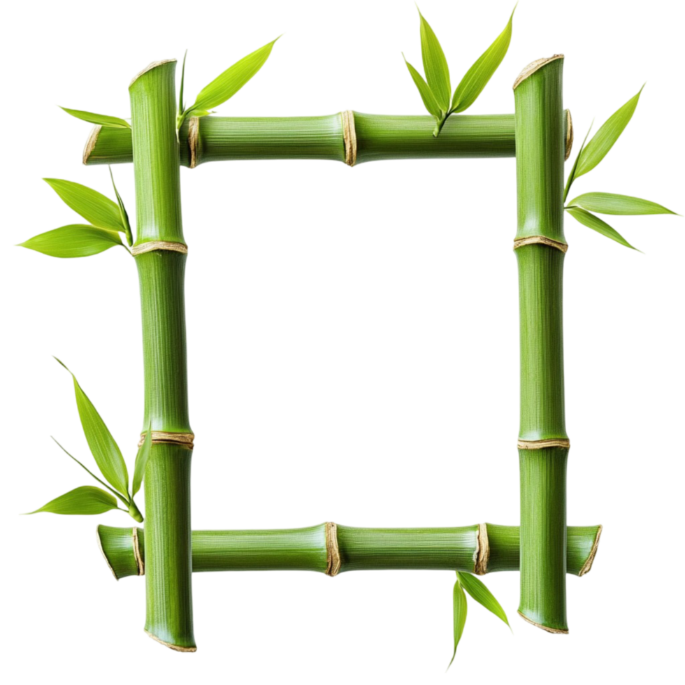 Bamboo Square Border with Leaves png