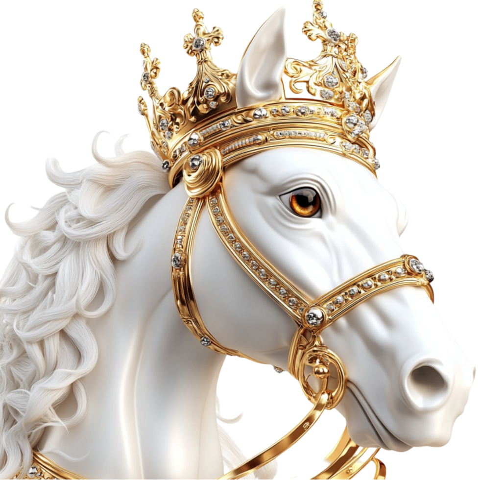Majestic White Horse with Golden Crown png