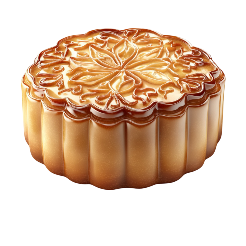Traditional Golden Mooncake with Intricate Pattern png
