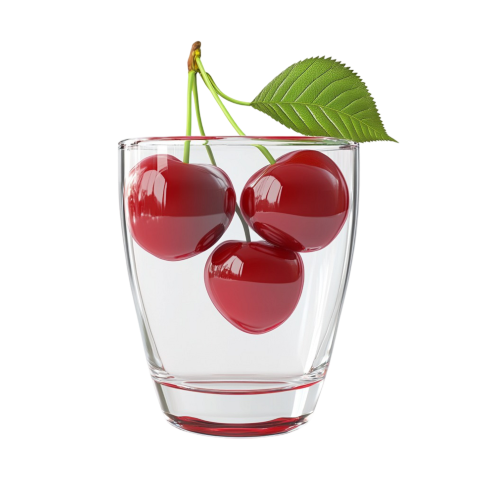 Refreshing Cherry Cocktail in a Glass with Ice and Mint png