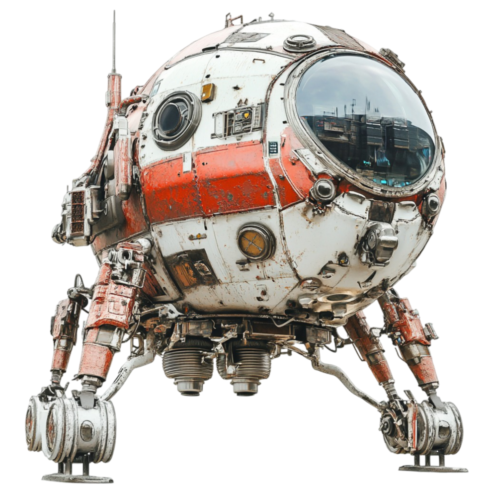 Futuristic Space Exploration Robot with Mechanical Details png