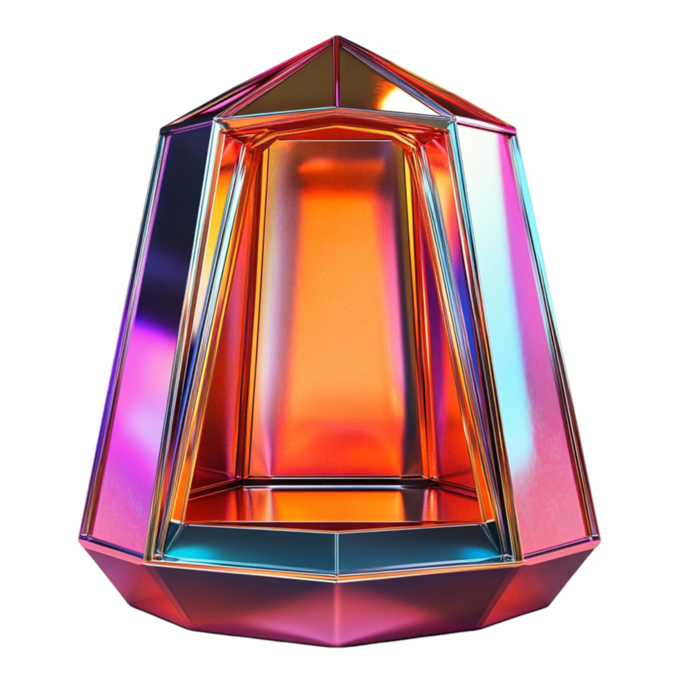 Holographic Iridescent Crystal-Shaped Decorative Piece png